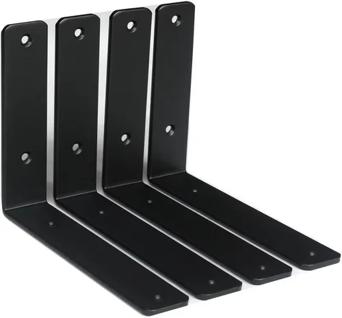 Miniatura 50 de Paquete de 2 soportes de estante en L de 6 pulgadas de largo x 4 pulgadas de alto x 1.5 pulgadas de ancho, 5 mm de grosor, soportes de estante