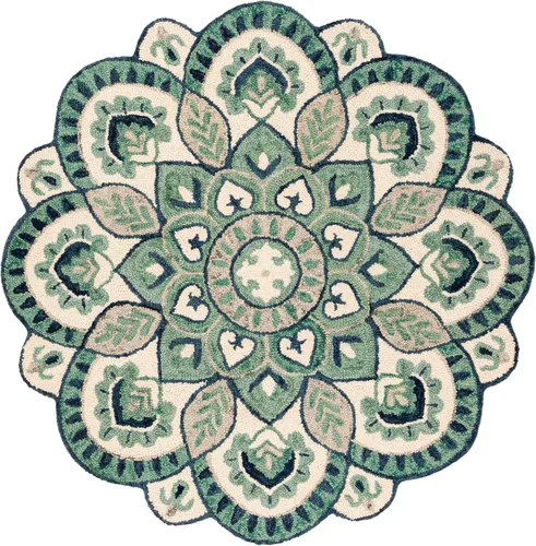 Miniatura 2 de SAFAVIEH - Alfombra de la colección Novelty, modelo NOV604M, estilo floral bohemio rústico campestre, hecha a mano, de lana, ideal para áreas