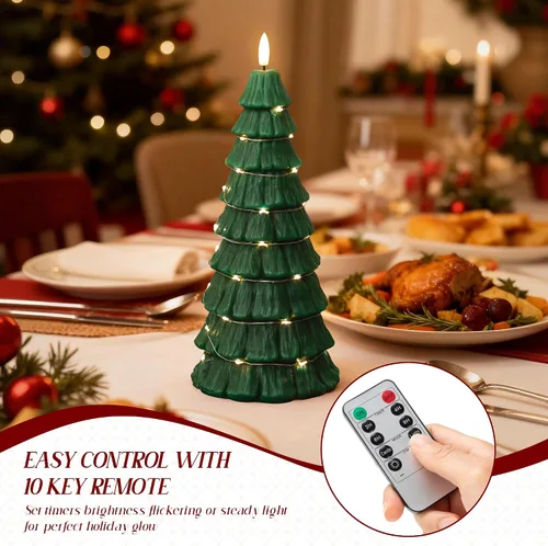 Miniatura 4 de Velas de Árbol de Navidad con Control Remoto, Velas Navideñas Sin Llama con Cadena de Estrellas de Hadas Incorporadas, Velas Operadas por Batería