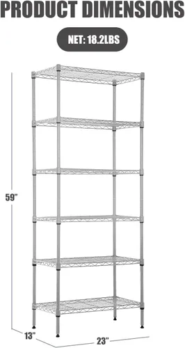 Miniatura 2 de NChanmar Estantería de alambre de 6 niveles, estantes de metal de 60 x 23 x 13 pulgadas, estante de almacenamiento de metal resistente, estante