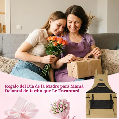 Miniatura 6 de Delantal de jardín, delantales de cosecha con bolsillos para mujeres y hombres, cinturón de herramientas de jardinería de lona, regalos de Marrón