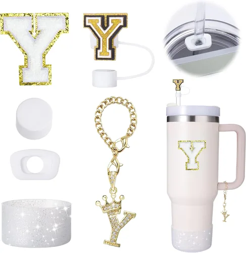 Miniatura 24 de Mity Rain Set de 6 piezas de accesorios para taza para Stanley de 30 oz y 40 oz con asa, tapa para pajita, dije con iniciales de taza, bota