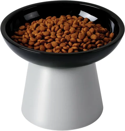 Miniatura 12 de LoeJan Juego de cuencos elevados de comida y agua para gatos, comedero de cerámica extra ancho y elevado, cuenco de alimentación a presión Verde