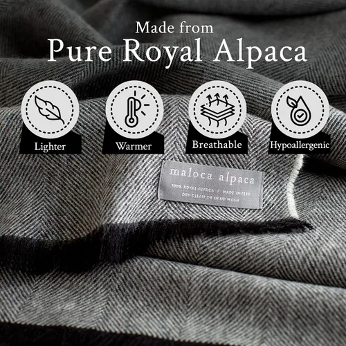 Miniatura 3 de Tejido de espiga de lana de alpaca 100% bebé - Manta de producción limitada de origen ético más cálida que la lana - Manta decorativa cómoda