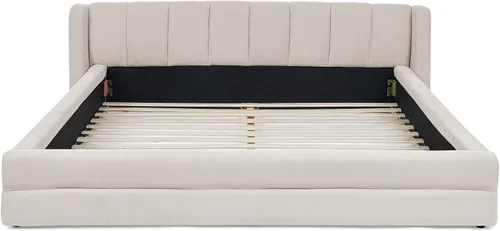 Miniatura 9 de DEINPPA - Marco de cama tamaño Queen con cabecero suave tipo nube, base de cama de madera con tapizado de chenilla, no necesita somier - Beige