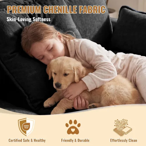 Miniatura 5 de Juego de sofá modular de 107 pulgadas con otomana, sofá convertible en forma de L, sofá de asiento profundo de felpilla de 3 plazas con almohadas
