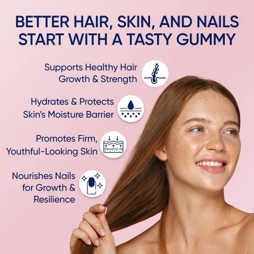 Miniatura 4 de Moerie Gomitas para el cabello, piel y uñas, para mujeres y hombres, biotina para pérdida de cabello, vitaminas gomosas y suplementos dietéticos