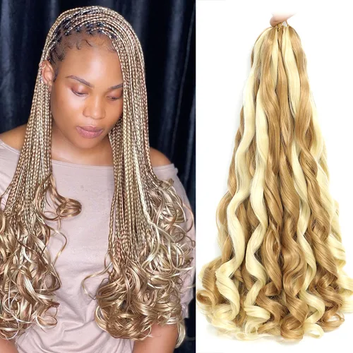 Miniatura 45 de Cabello Rizado Francés para Trenzar de 18 Pulgadas, 8 Paquetes Color Borgoña - Cabello para Trenzar Pre-Estirado con Rebote - Extensiones de Cabello
