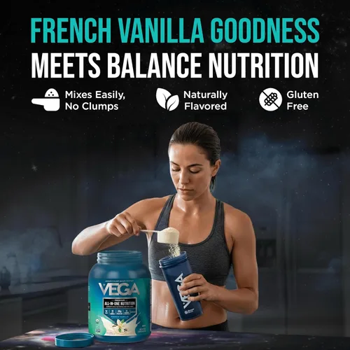 Miniatura 7 de Vega Todo en Uno Nutrición Orgánica - 20 g de proteína de guisante a base de plantas, vainilla francesa, 43 porciones, vitaminas A y C, probióticos