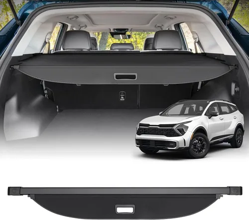 Powerty Cubierta de Carga para Accesorios Kia Sportage 2023-2025 2026, Textura de Lona Cubierta Retráctil para Maletero Trasero de Carga de Equipaje