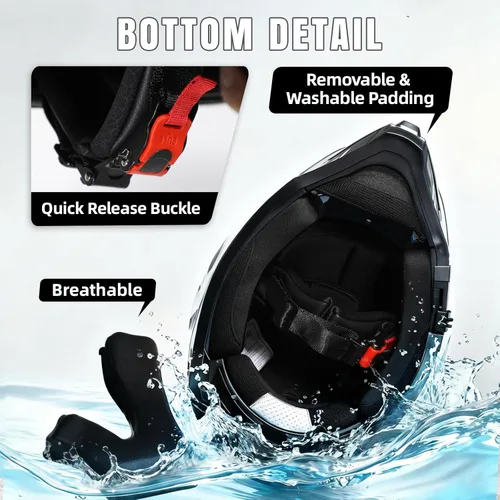 Miniatura 5 de TRIANGLE - Casco de motocicleta para deportes duales, casco para bicicleta todoterreno, ATV, casco de cara completa para adultos, hombres, con Gris