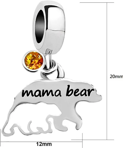 Miniatura 2 de KunBead Mama Bear Mom - Abalorio de cuentas para pulseras para mujer, piedra natal, cuentas de cristal