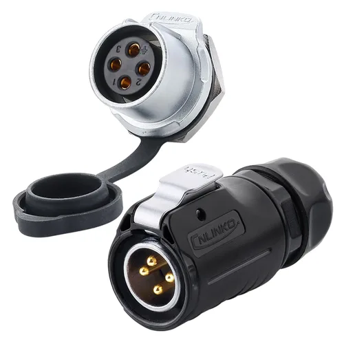 Miniatura 17 de CNLINKO Serie LP20 Conector Impermeable, Conector de Potencia IP68 4 pines 20A 500V M20 Conector LED, Aprobado UL CE Rohs (4 pines)