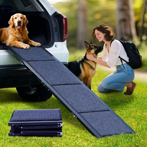 Miniatura 11 de DoCred Rampa para perros para automóvil, escalones plegables para perros con superficie antideslizante, escaleras para perros para automóviles
