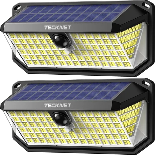 Miniatura 10 de TECKNET Luces Solares Súper Brillantes para Exteriores Paquete de 3, 2×231 LED y 1×416 LED, Ángulo de 300° y 3 Modos de Iluminación con Sensor