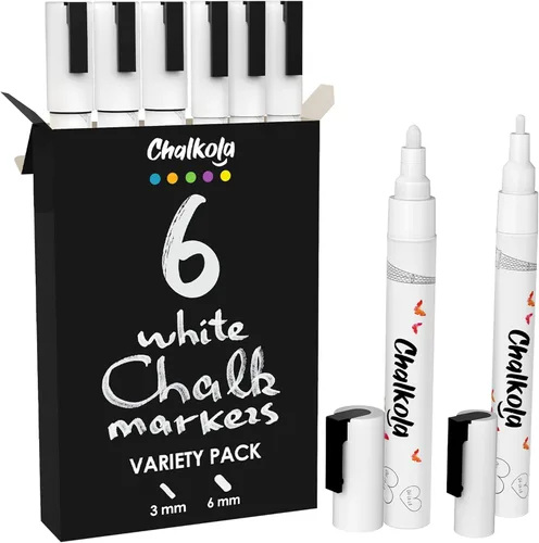 Miniatura 11 de Chalkola Marcadores de gis blanco de punta fina 4 unidades por paquete