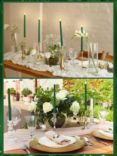 Miniatura 5 de Treela 24 piezas de velas cónicas sin llama, operadas con pilas, falsas a granel, velas de 11 pulgadas, luces LED, candelabros parpadeantes cónicos