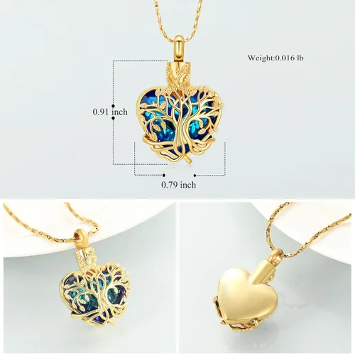 Miniatura 89 de Imrsanl Collar de urna de árbol de la vida con forma de corazón, joyería de cremación para hombres y mujeres, recuerdo, joyería conmemorativa