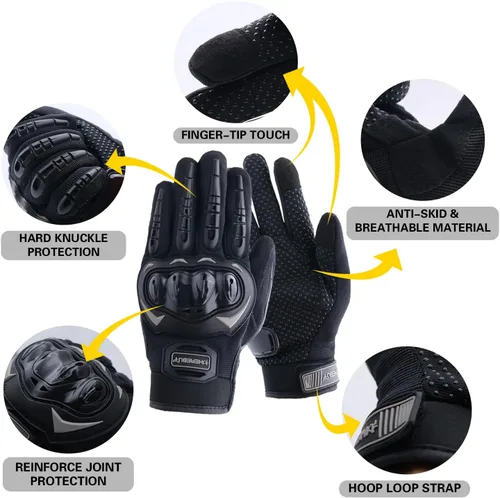 Miniatura 2 de Guantes de Motocicleta con Pantalla Táctil de Dedo Completo Guantes de Equitación con Protección de Nudillos para Hombres y Mujeres para Conducción