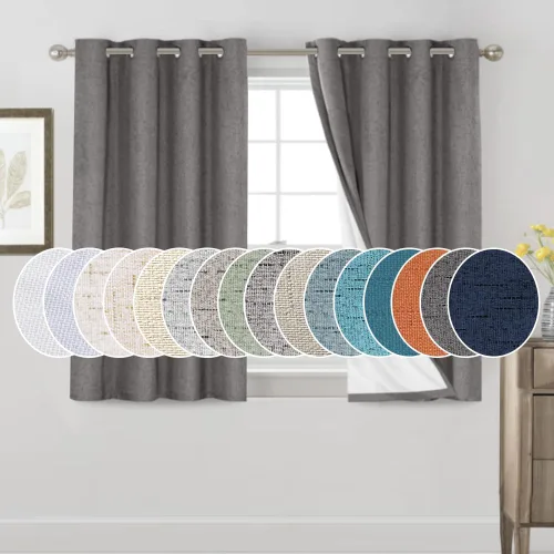 Miniatura 26 de Primitive - Cortinas opacas 100 % de lino texturizado natural para dormitorio, sala de estar, cortinas para ahorra energía, tela de arpillera