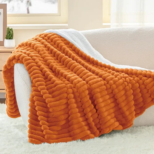 Miniatura 31 de INFIIXSO Manta de forro polar Sherpa tamaño Queen – Forro polar a rayas súper suave y cálido, acogedora manta de cama grande de felpa mullida