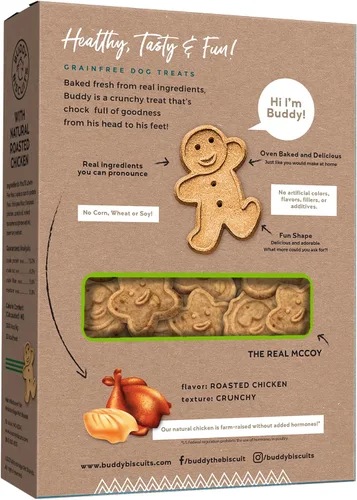 Miniatura 2 de Buddy Biscuits Caja de 14 oz. de galletas crujientes sin granos para perros hechas con pollo natural asado