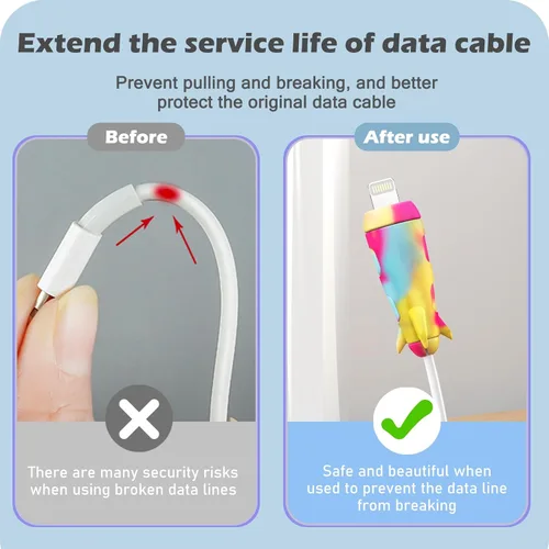 Miniatura 3 de CameCosy Funda protectora de cable 2 en 1 compatible con iPhone, Android, cable USB tipo C, 2 unidades de silicona estirable para ahorro de cables