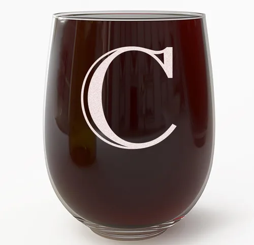 Miniatura 14 de Copa de vino grabada con monograma de 17 onzas sin tallo (letra A) A-Z, regalos personalizados para mujeres, copas de vino personalizadas, regalo