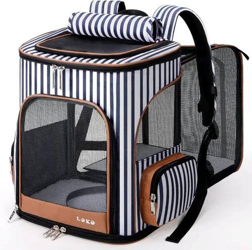 Miniatura 10 de Lekereise Mochila para Gatos Expandible Transportador de Mascotas Mochila para Gatos y Perros Pequeños, Mochila Transportador de Perros Plegable