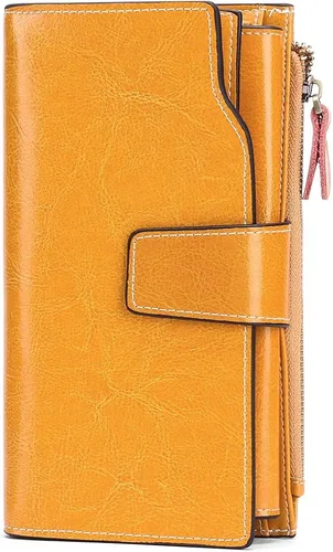 Miniatura 6 de SENDEFN - Cartera de cuero para mujer, portatarjetas con bloqueo RFID, monedero para mujer con cierre