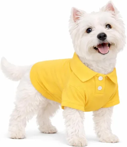 Miniatura 15 de lovelonglong Polo básico para perro, de algodón de primera calidad, para perros grandes, medianos y pequeños, con cuello de dos botones, color Negro