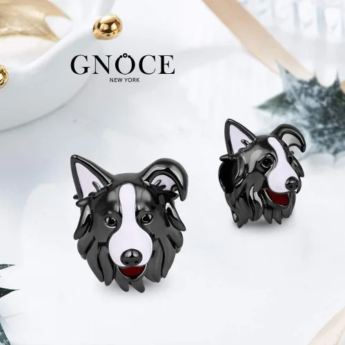 Miniatura 2 de GNOCE Abalorio de plata de ley para perro chapado en negro para pulsera o collar de mascotas para mujeres y niñas