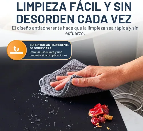 Miniatura 9 de Revestimientos para horno para la parte inferior del horno - Paquete de 2 alfombrillas grandes y resistentes, 17 x 25 pulgadas, antiadherentes, Negro