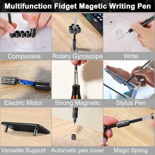Miniatura 4 de Bolígrafo Magnético de Jugar, Herramienta de Escritura Modular Magnética de Oro Mejorada para Adultos, Juguetes de Escritorio Multifuncionales