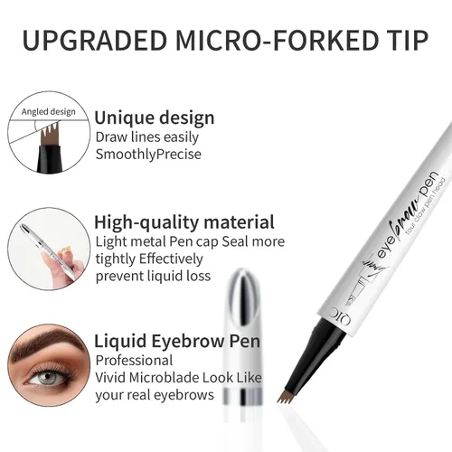 Miniatura 7 de Pluma de cejas de 4 puntas, trazos naturales para el cabello, cejas, forro, barba, línea capilar (1#café claro)