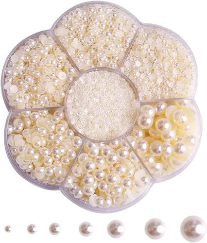 Miniatura 16 de 5700 piezas de medias perlas coloridas para manualidades, perlas de uñas para manualidades, accesorios de bricolaje, perlas de espalda plana
