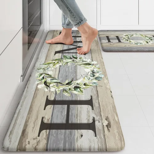 Miniatura 42 de KIMODE Alfombra Antifatiga para Cocina 2 Piezas, Alfombras de Cocina Impermeables y Antideslizantes, Alfombra de Cocina de Estilo Rústico para Piso