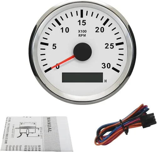Miniatura 5 de ELING Tacómetro medidor de RPM con medidor de horas para coche, camión, barco, yate, 0-3000 rpm, 3.346 in con retroiluminación