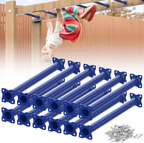 Miniatura 9 de Kit de Barras de Mono de 16.5 Pulgadas Peldaños de Escalera de Patio de Juegos para Patio Trasero Interior Exterior Niños Barras de Metal Juego