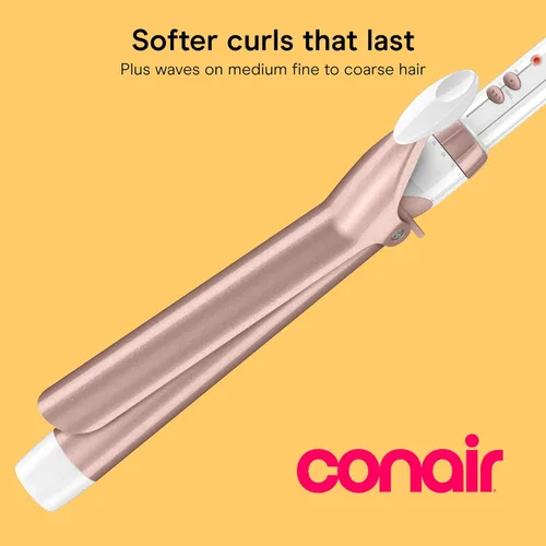 Miniatura 2 de Conair Rizador de barril extra largo de cerámica doble de 1 1/4 pulgadas, rizos sueltos para todo tipo de cabello, 30 ajustes de calor, apagado