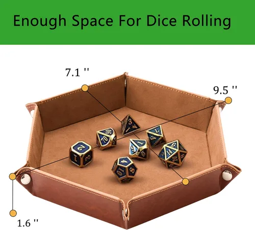 Miniatura 2 de SHYVIA - Bandeja de dados para juegos de mesa RPG DND, bandeja de metal para rodar, caja de almacenamiento de dados, tamaño más grande, plegable