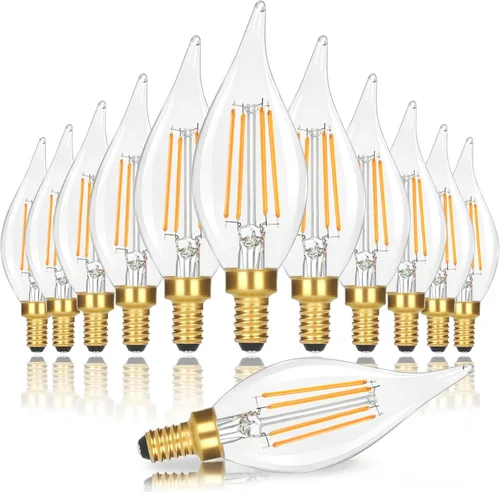 Miniatura 9 de Bombillas LED E12 para candelabro, regulables, equivalente a 40 W, 5000 K, luz diurna brillante, bombillas de vela blanca, 4W 460 LM decorativo CA10