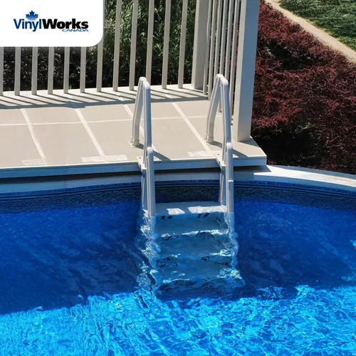 Miniatura 4 de Vinyl Works IN Deluxe - Escalera de piscina ajustable sobre el suelo, de 32 pulgadas, color gris pardo