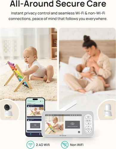 Miniatura 2 de Dr.Care LumiView Plus Smart WiFi Baby Monitor - Pantalla dividida 1080P de 5.5 pulgadas y cámara 2K, modo de privacidad, alertas de llanto