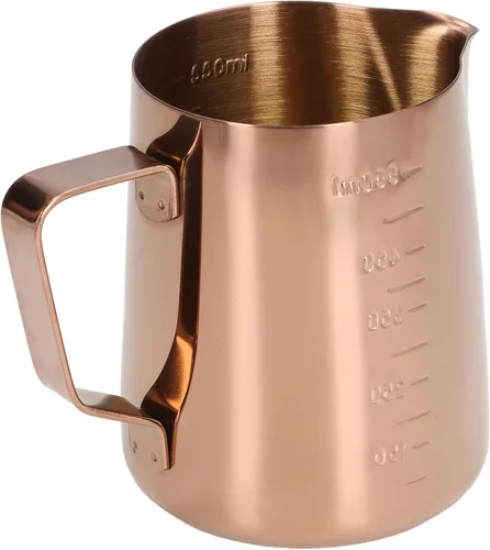 Miniatura 9 de Taza de espuma, jarra de leche de café 550ML con escala Jarra de vapor de acero inoxidable de oro rosa