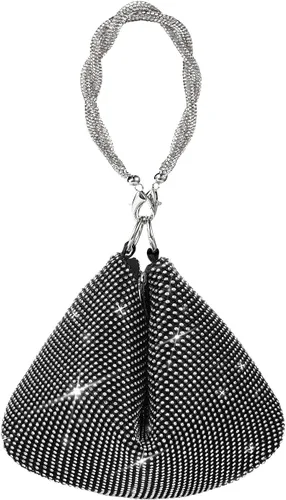 TRICIA Monederos plateados brillantes para mujer, bolso de mano con diamantes de imitación para fiesta, baile, club, boda