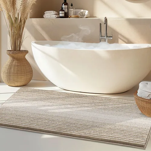 Miniatura 54 de Juegos de Alfombras y Tapetes para Baño, Juego de Alfombra de Baño de Felpilla Gruesa Absorbente de 2 Piezas Antideslizante, Tapetes Suaves