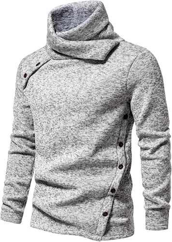 Miniatura 2 de Camisas de hombre de manga larga sólido cuello alto suéter regular ajuste ligero suéter suave ajustado ropa al aire libre