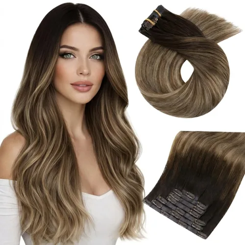 Miniatura 18 de Moresoo - Extensiones de cabello humano con pinzas, sin costuras, con trama, de poliuretano, invisible, cabello humano real, color rubio platino, 7
