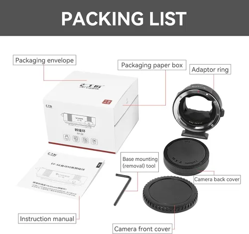 Miniatura 7 de 7artisans Adaptador de lente EF-SE Anillo convertidor de lente de enfoque automático compatible con lente Canon EF/EF-S y cámara Sony E-Mount